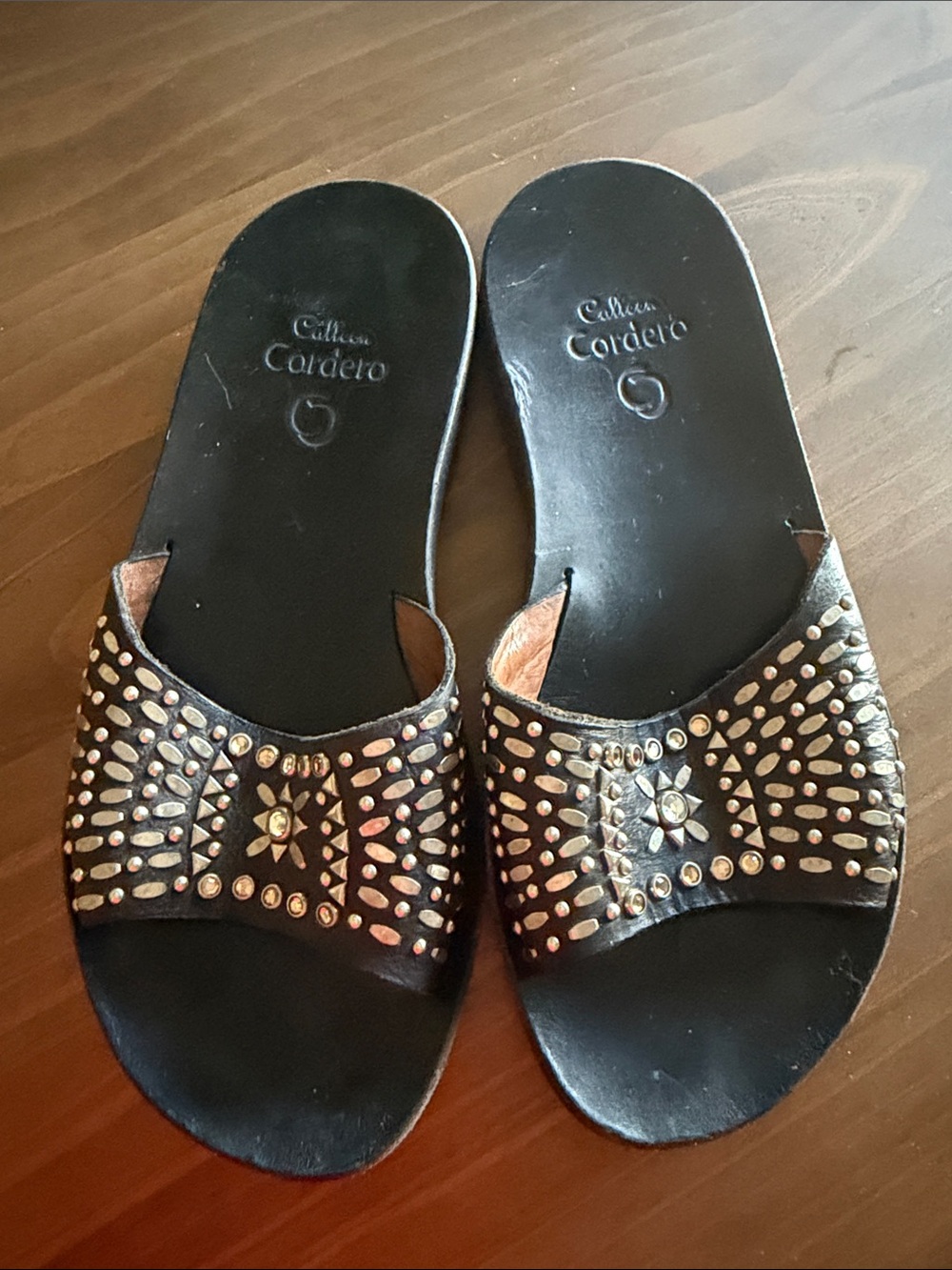 Collina Cordero Black Studded Slide Sandals